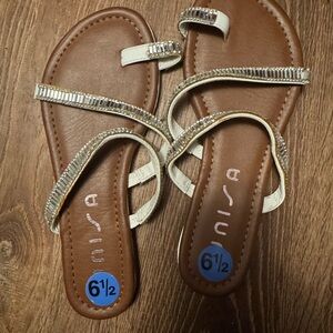 Unisa Brown and Silver Sandals with Metallic Straps (brand new)